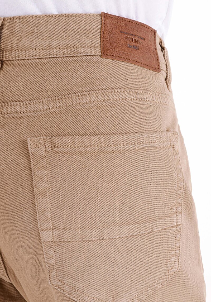 Afișați detalii pentru Pantaloni Bej Pentru Bărbați Straigt Fit Mid Waist Straight Leg