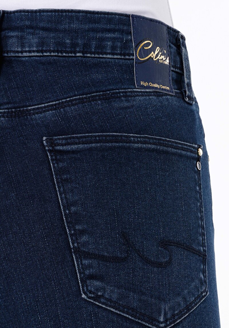 Afișați detalii pentru Slim Fit Mid Waist Straight Leg Blugi İndigo Pentru Femei