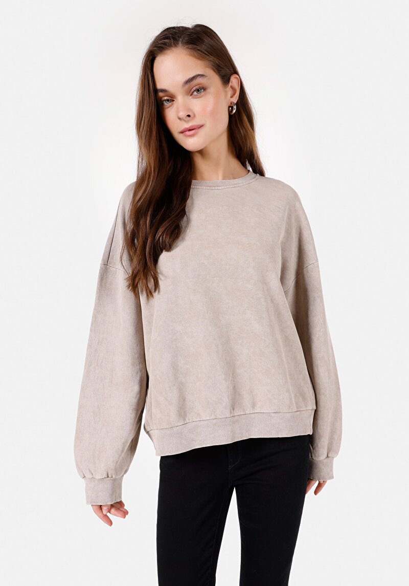 Imagine a Hanorac / Bluza De Dama Bej Comfort Fit Cl1070192