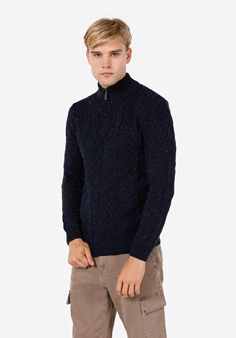 Imagine a Pulover De Barbati Albastru Marin Slim Fit Cl1071050