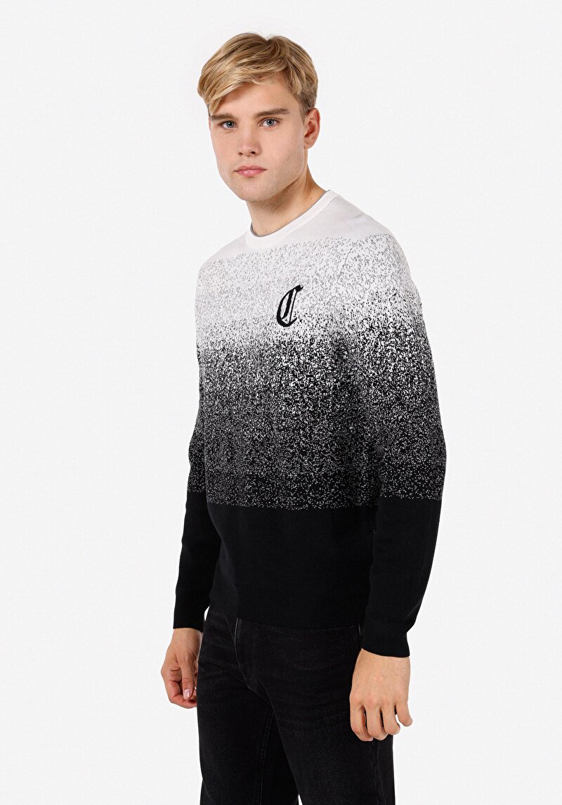 Imagine a Pulover Negru Pentru Bărbați Cu Gât Rotund Regular Fit