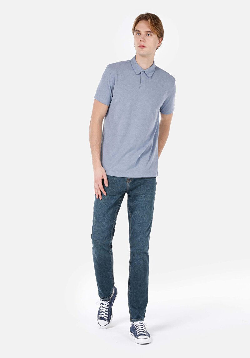 Imagine a Blugi İndigo Pentru Bărbați Cu Talie Dreaptă Cu Talie Dreaptă