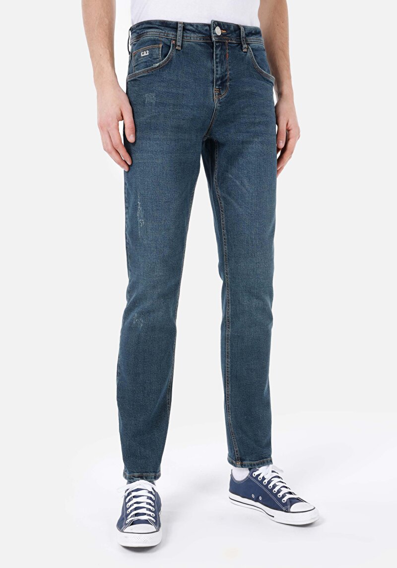 Imagine a Blugi İndigo Pentru Bărbați Cu Talie Dreaptă Cu Talie Dreaptă