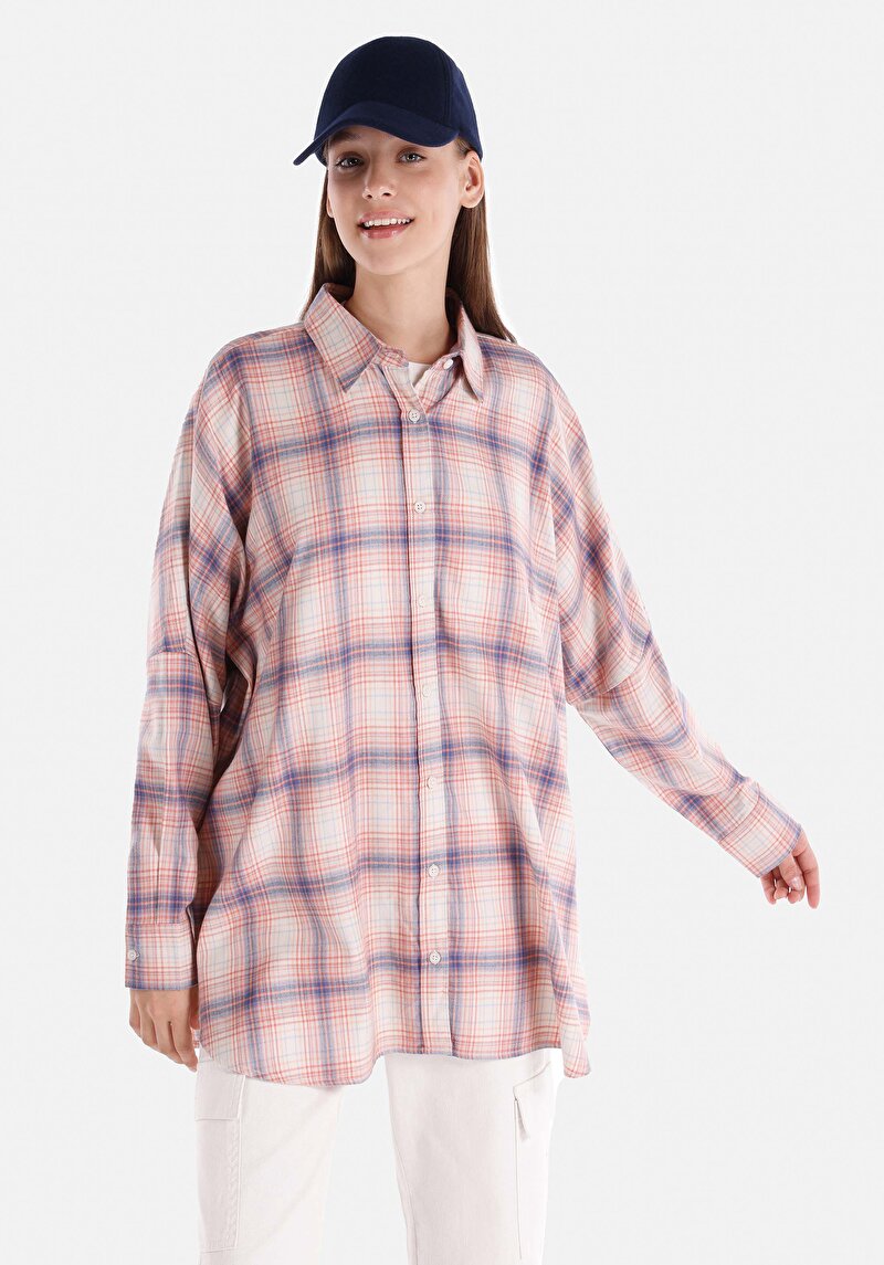 Imagine a Cămașă Cu Croială Relaxată Cămașă În Carouri Cămașă Cu Mânecă Lungă Multicoloră Pentru Femei