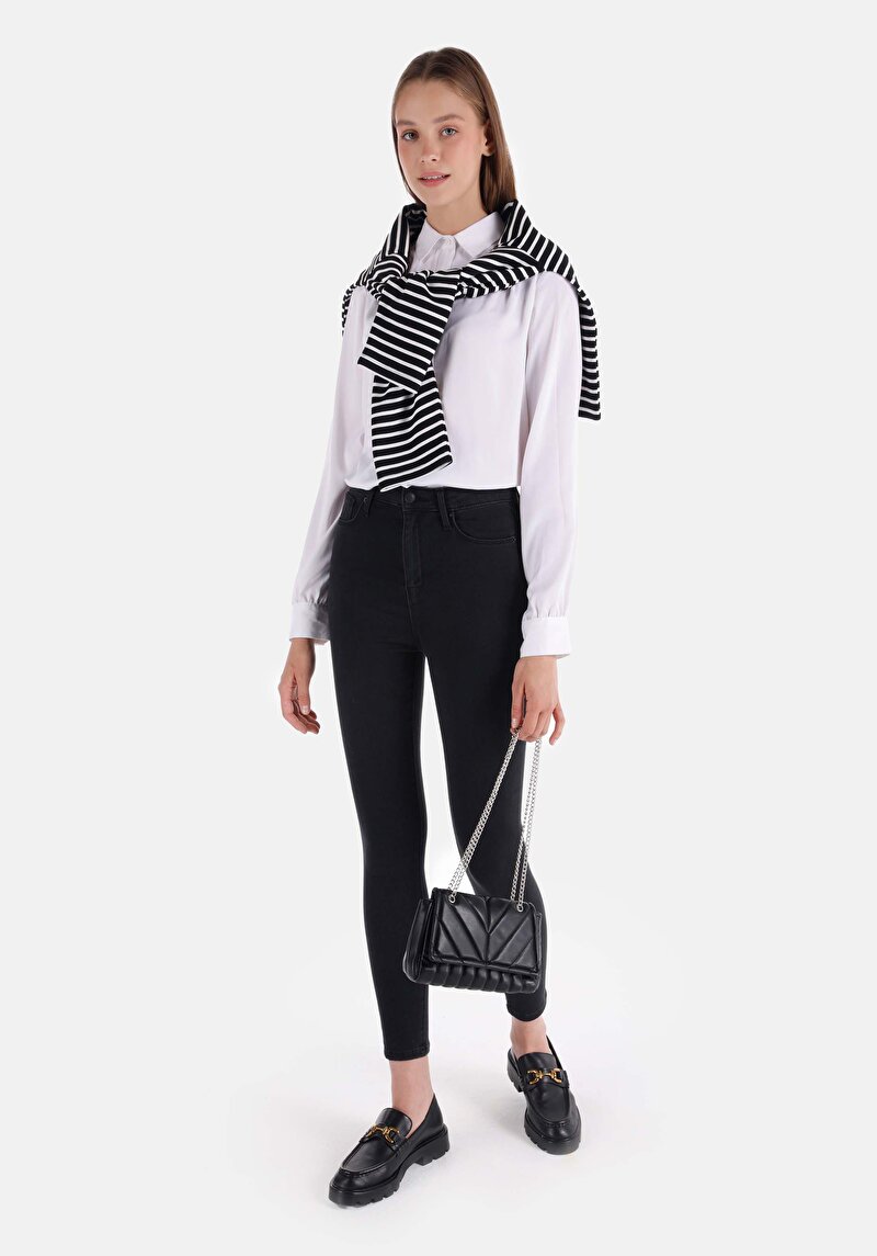 Imagine a Skinny Fit Talie Talie Picior Îngust Blugi Din Denim Pentru Femei