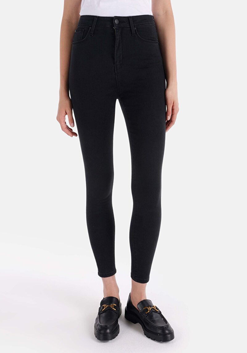 Imagine a Skinny Fit Talie Talie Picior Îngust Blugi Din Denim Pentru Femei