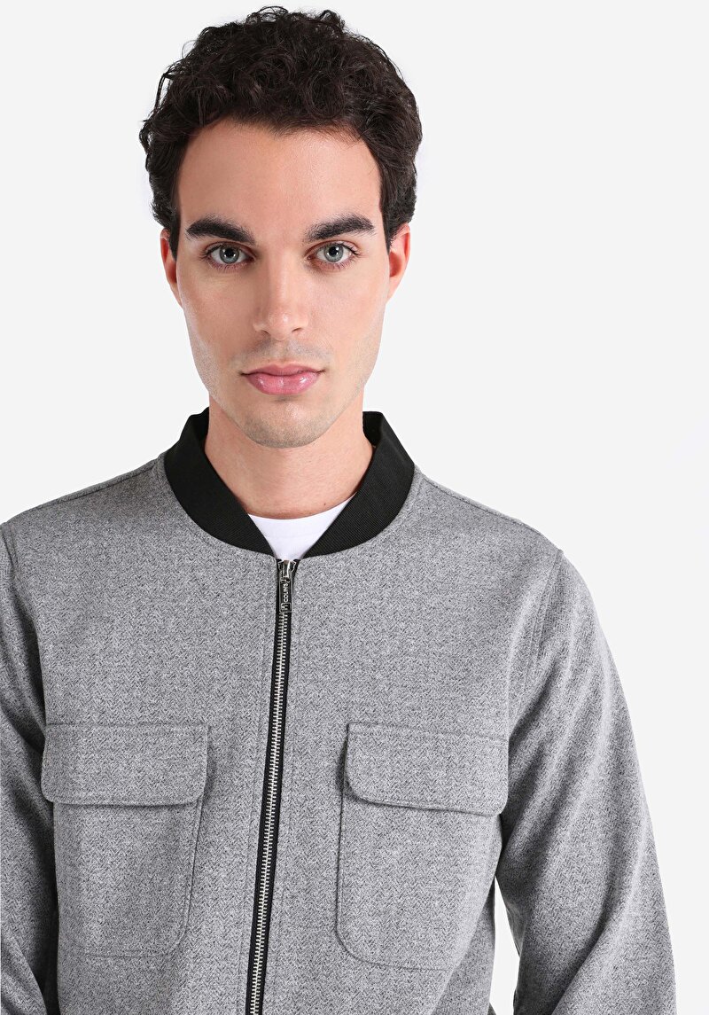 Imagine a Jachetă Gri Pentru Bărbați Slim Fit