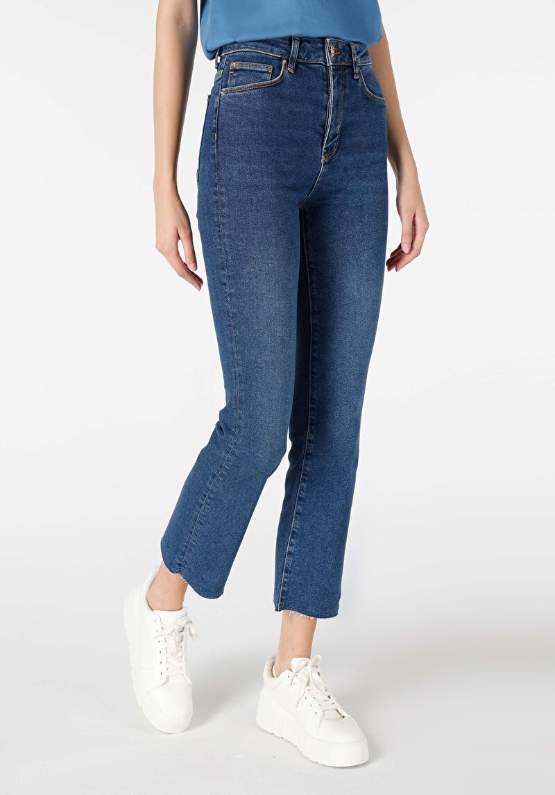 Afișați detalii pentru Regular Fit Talie Ascendentă Pantaloni Scurți Cu Picior Spaniol Blugi Din Denim Pentru Femei