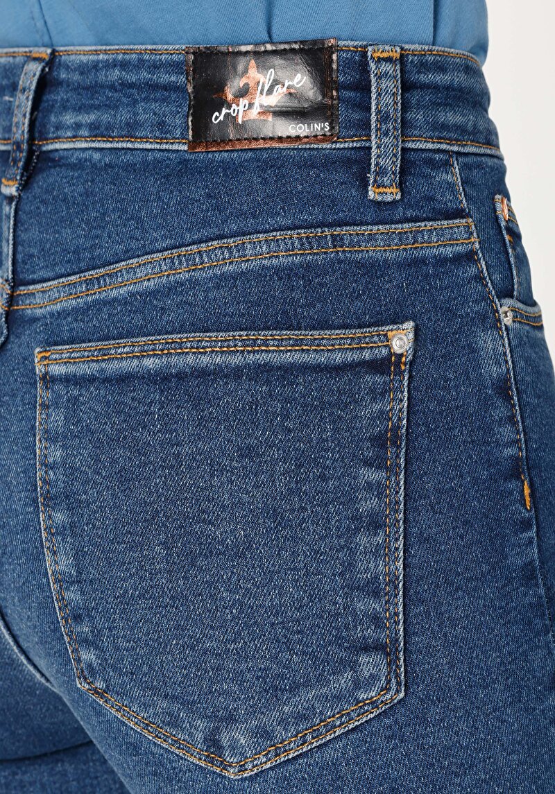 Afișați detalii pentru Regular Fit Talie Ascendentă Pantaloni Scurți Cu Picior Spaniol Blugi Din Denim Pentru Femei