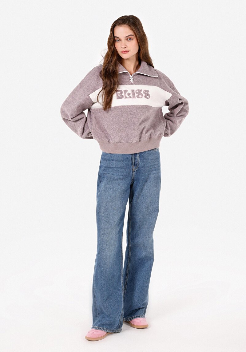 Imagine a Regular Fit Hanorac Roz Pentru Femei Cu Fermoar