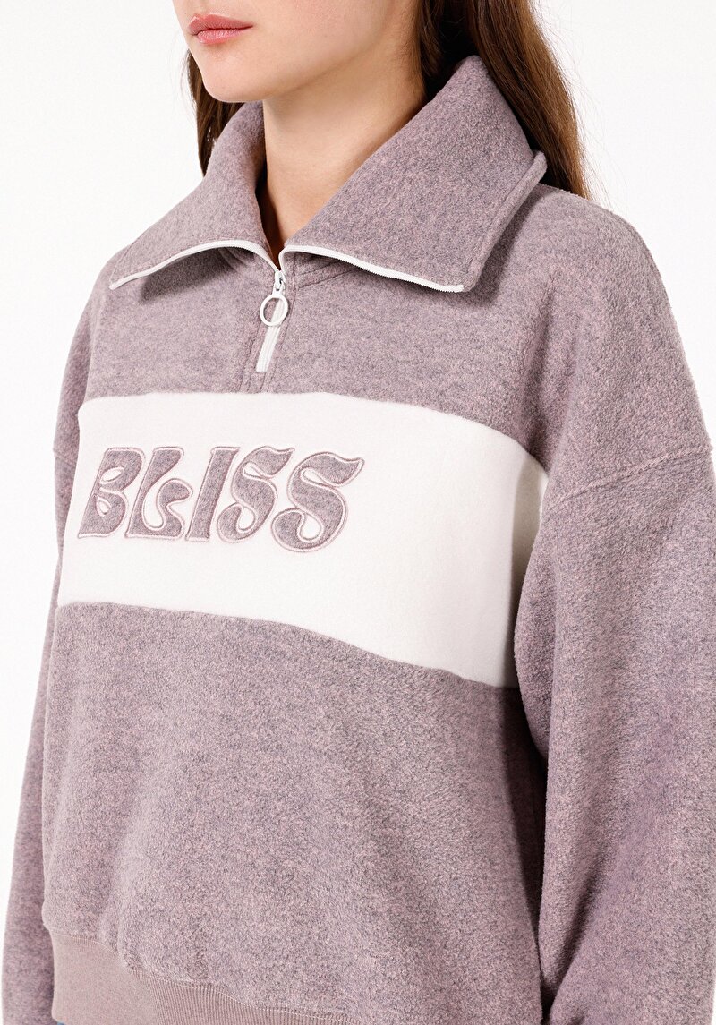 Imagine a Regular Fit Hanorac Roz Pentru Femei Cu Fermoar