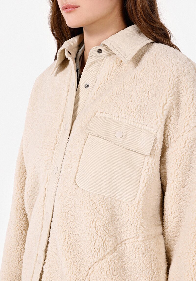 Imagine a Regular Fit Cămașă Gât Femei Palton Bej