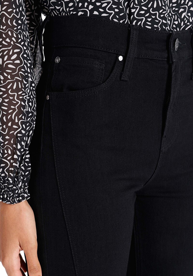 Afișați detalii pentru Regular Fit Talie Ascendentă Slit Leg Blugi İndigo Pentru Femei