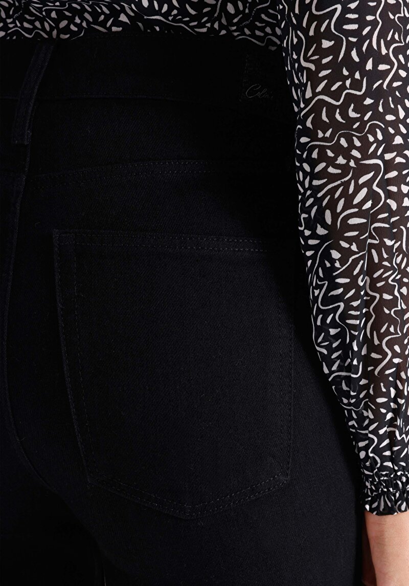 Afișați detalii pentru Regular Fit Talie Ascendentă Slit Leg Blugi İndigo Pentru Femei