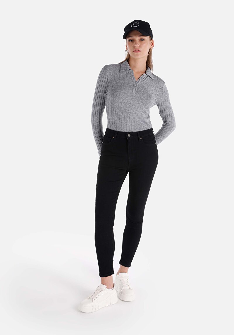 Imagine a Skinny Fit Talie Talie Picior Îngust Blugi Din Denim Pentru Femei