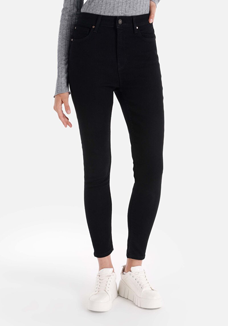 Afișați detalii pentru Skinny Fit Talie Talie Picior Îngust Blugi Din Denim Pentru Femei