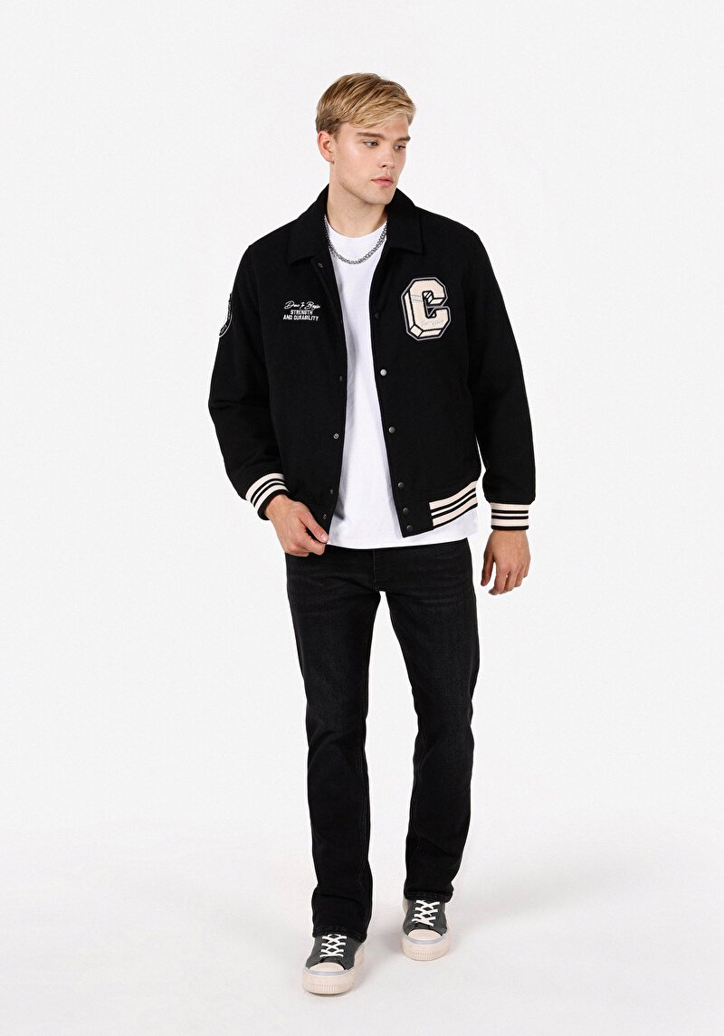 Afișați detalii pentru Palton Negru Pentru Bărbați Regular Fit