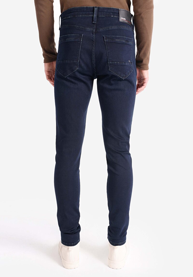 Afișați detalii pentru Slim Fit Talie Joasă Picior Îngust Blugi İndigo Închis Pentru Bărbați