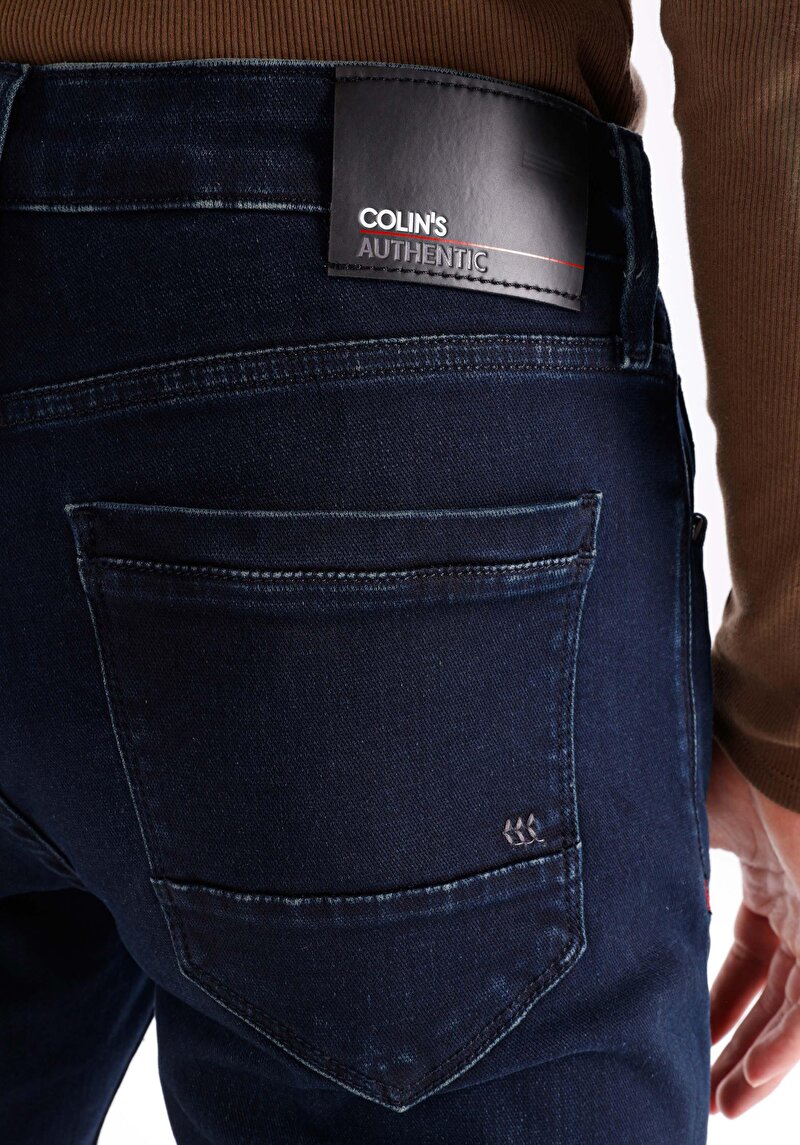 Afișați detalii pentru Slim Fit Talie Joasă Picior Îngust Blugi İndigo Închis Pentru Bărbați