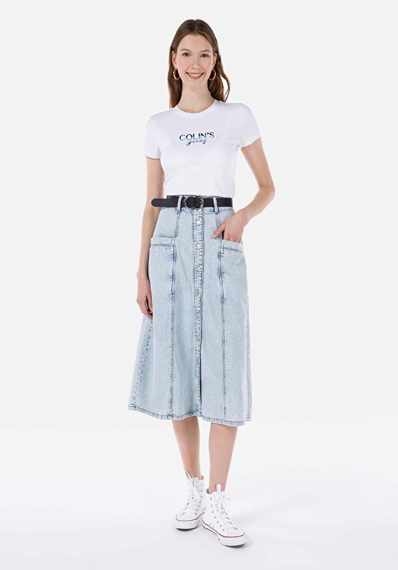 Imagine a Fusta De Dama Albastru Regular Fit Cl1068627