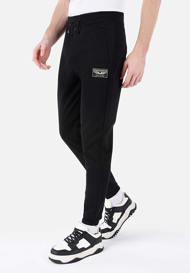 Afișați detalii pentru Pantaloni De Trening Negri Pentru Bărbați Slim Fit Mid Waist Straight