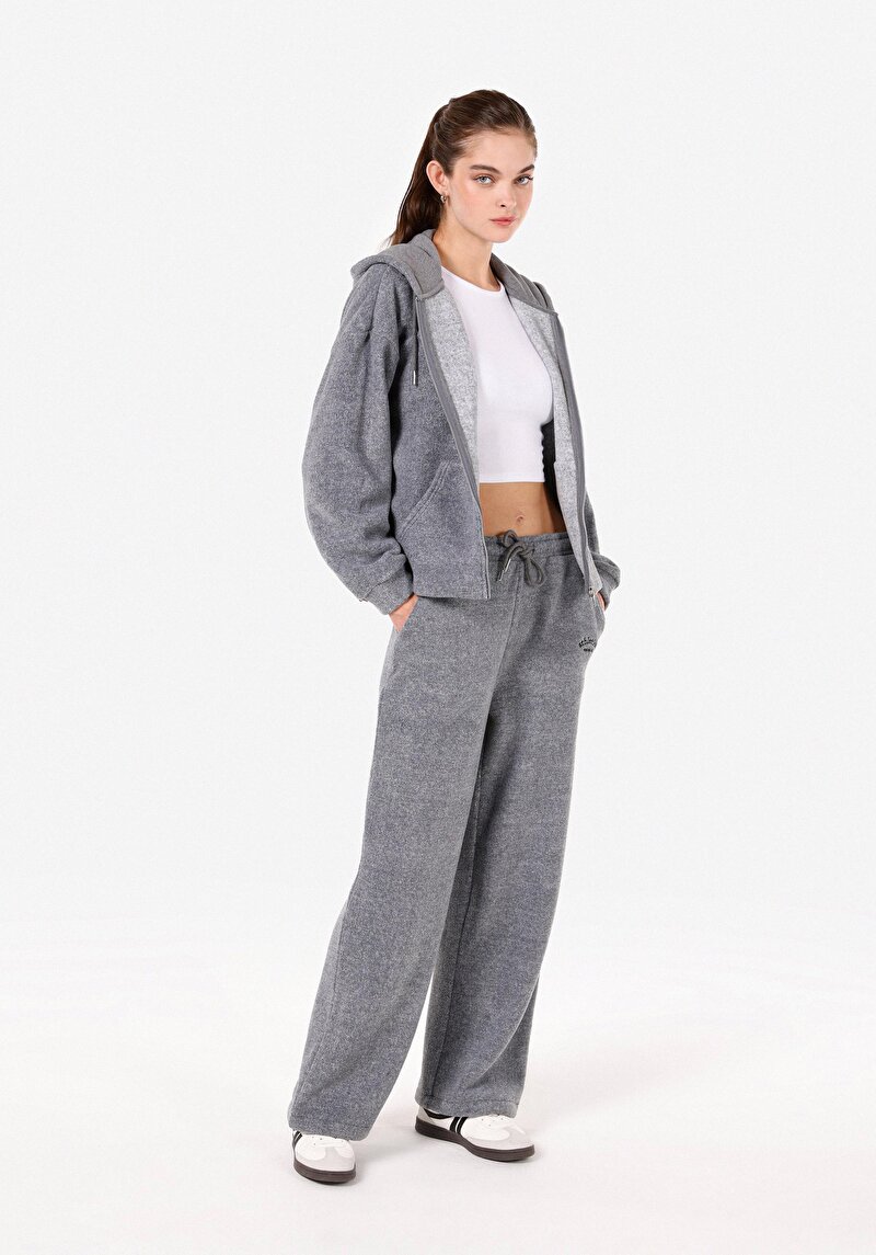 Afișați detalii pentru Regular Fit Mid Waist Pantaloni De Trening Gri Pentru Femei