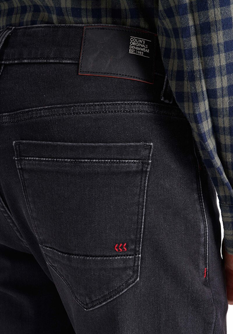 Afișați detalii pentru Blugi Negri Pentru Bărbați Cu Talie Joasă Și Talie İngustă Slim Fit