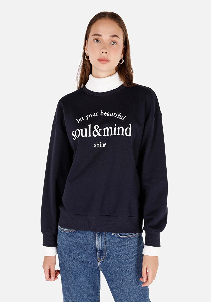 Imagine a Hanorac / Bluza De Dama Albastru Marin Regular Fit Cl1071106