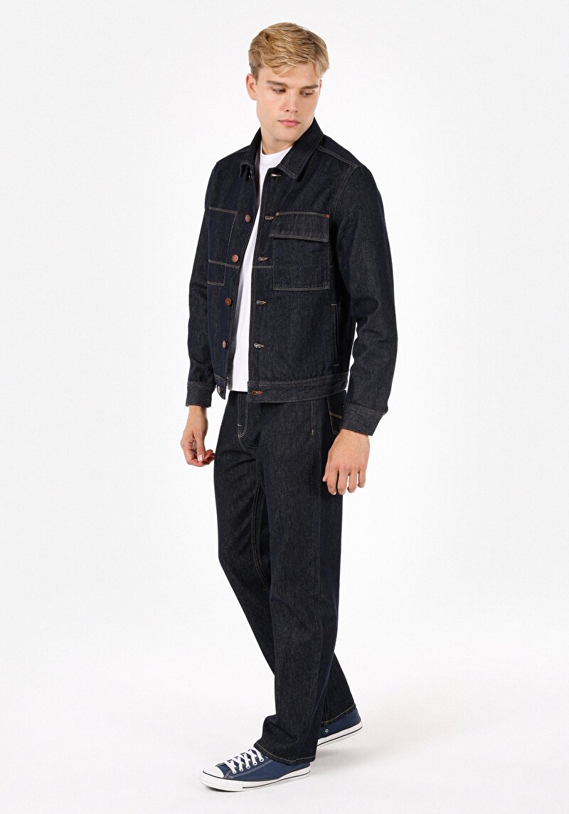 Afișați detalii pentru Jachetă Albastră Pentru Bărbați Regular Fit Button-Down Unlined Unlined