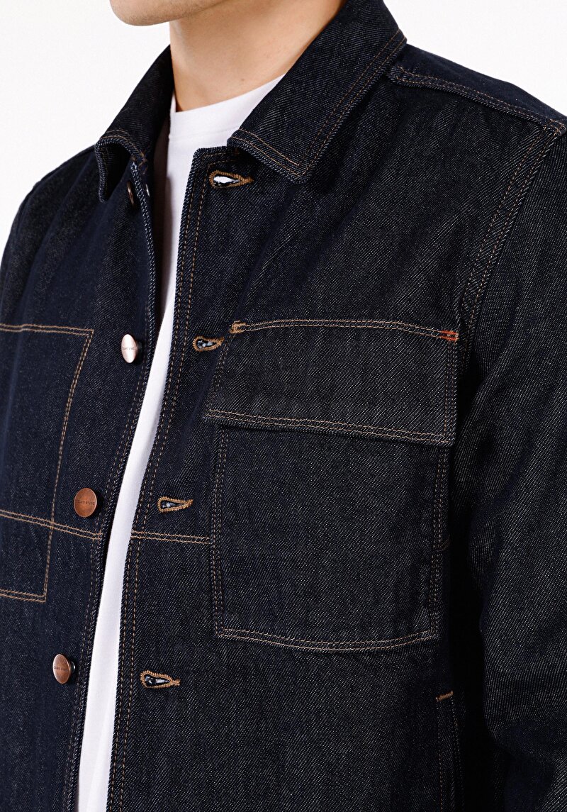 Afișați detalii pentru Jachetă Albastră Pentru Bărbați Regular Fit Button-Down Unlined Unlined