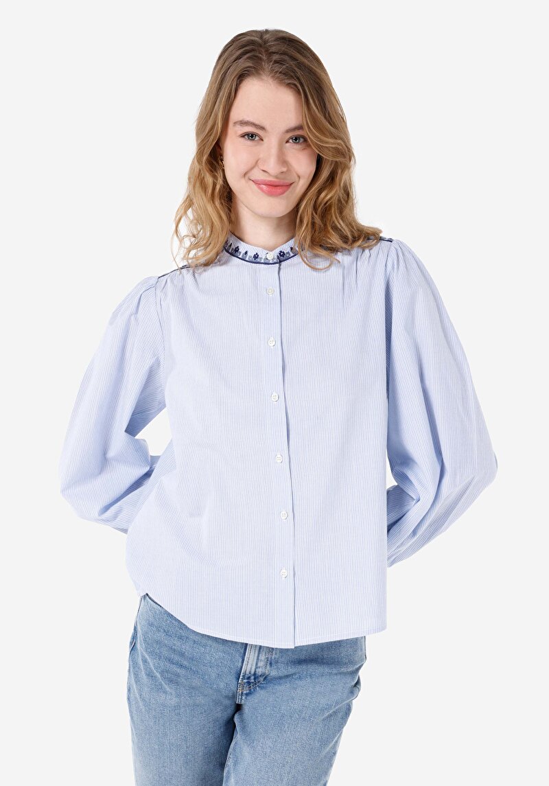 Imagine a Camasa Cu Maneca Lunga De Dama Albastru Regular Fit Cl1067661