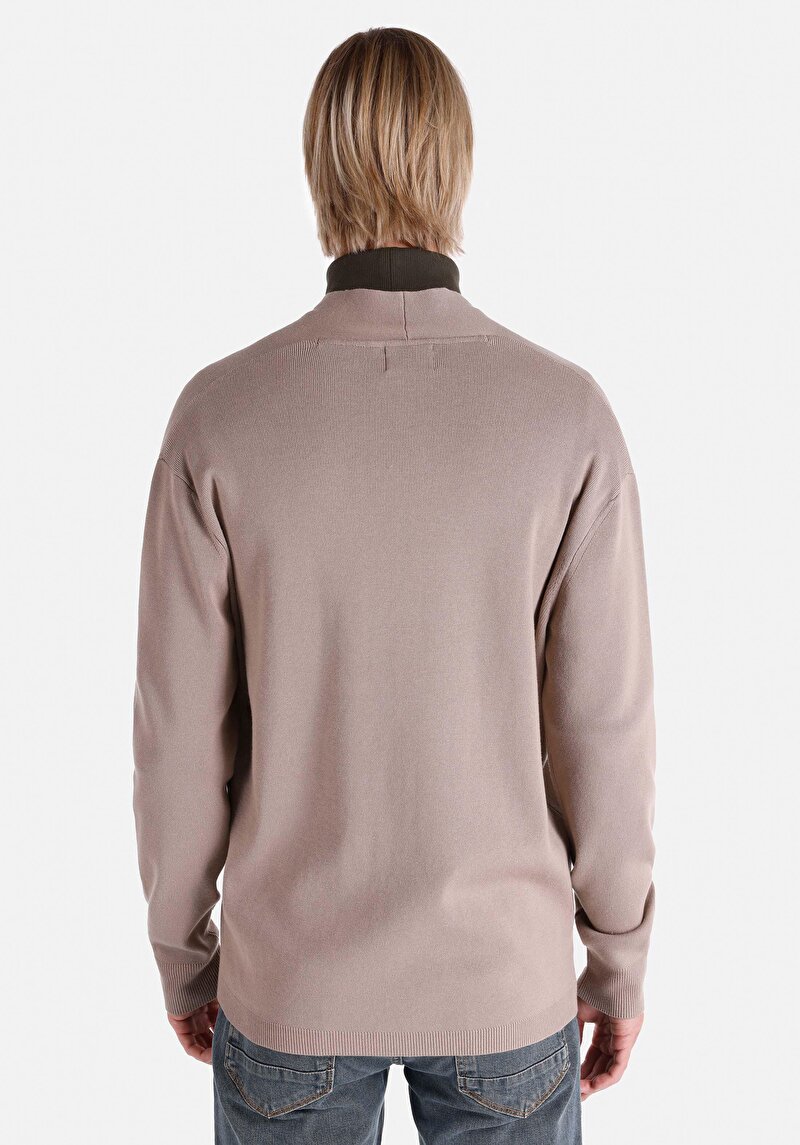 Imagine a Cardigan Bej Pentru Bărbați Comfort Fit