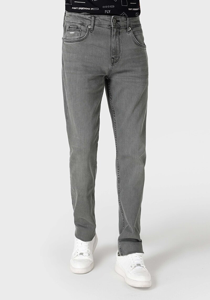Imagine a Blugi Gri Pentru Bărbați Cu Talie Dreaptă Cu Talie Dreaptă