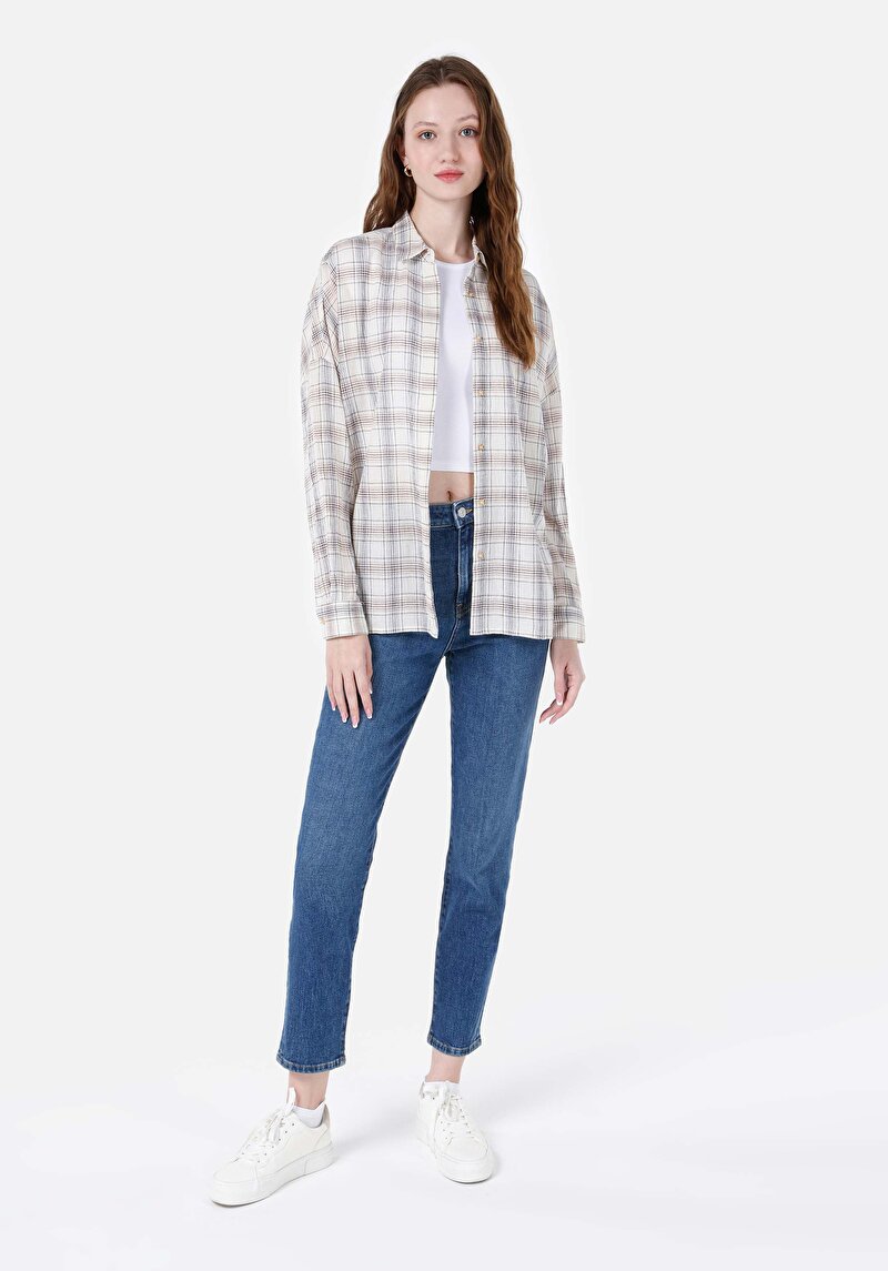 Afișați detalii pentru Cămașă Cu Croială Relaxată Cămașă Cu Mânecă Lungă Bej Pentru Femei