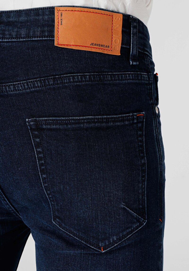 Afișați detalii pentru Skinny Fit Talie Înaltă Picior Îngust Blugi İndigo Închis Pentru Bărbați