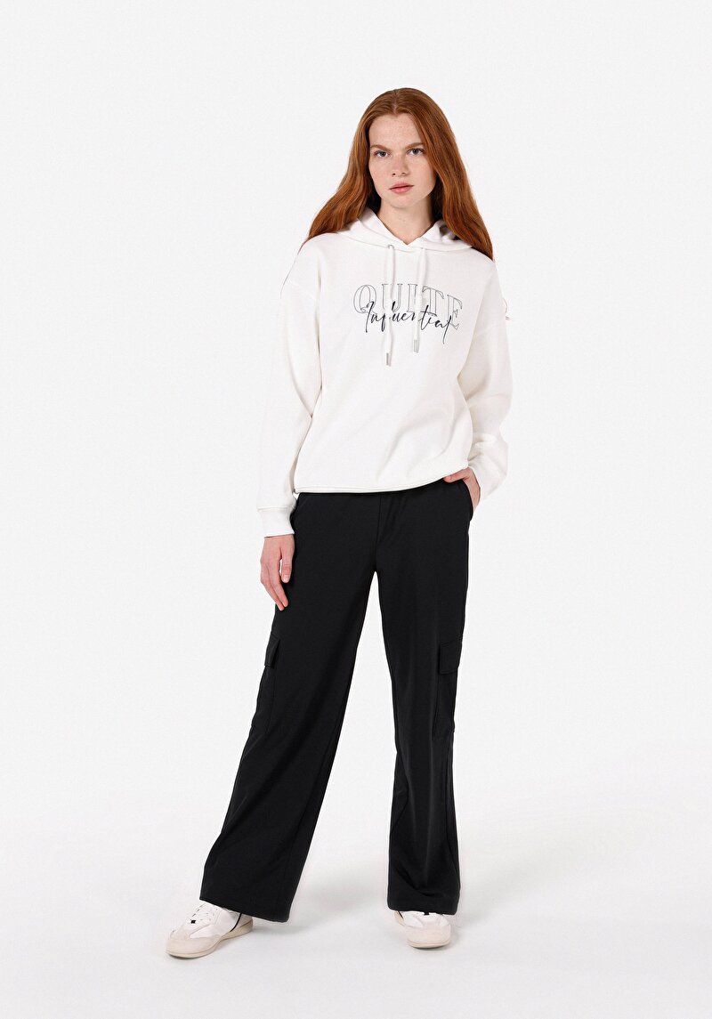 Imagine a Hanorac Alb Cu Glugă Pentru Femei Regular Fit