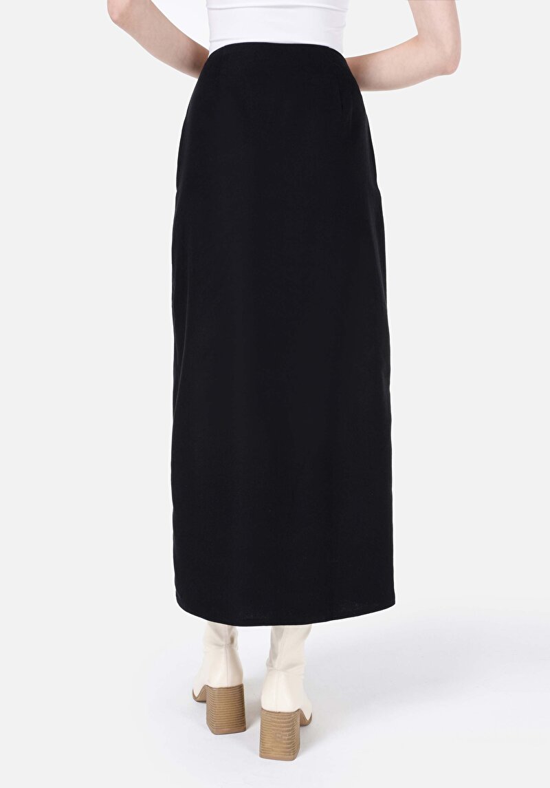 Imagine a Fusta Midi Fusta Neagră Dreaptă Pentru Femei