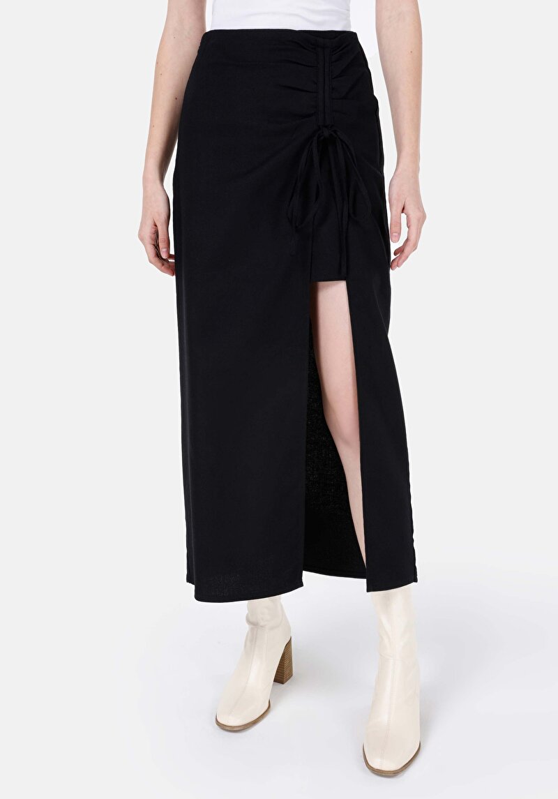 Imagine a Fusta Midi Fusta Neagră Dreaptă Pentru Femei