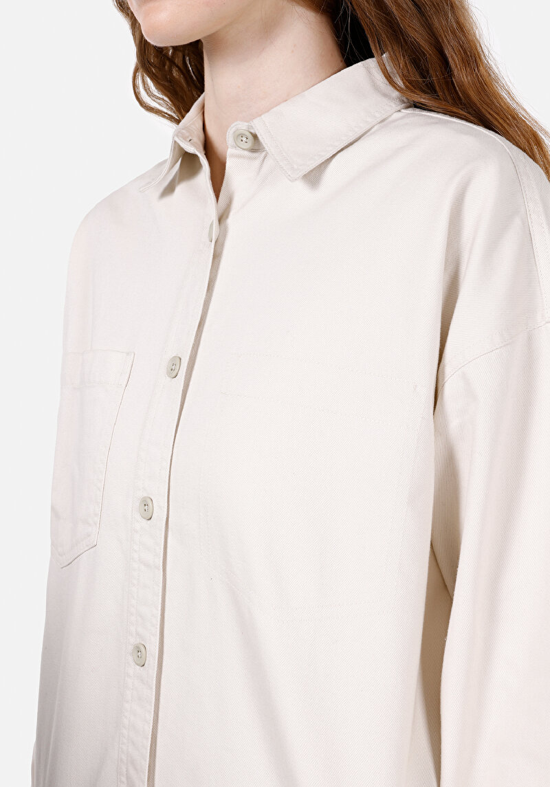 Imagine a Camasa Cu Maneca Lunga De Dama Ecru Regular Fit Cl1072492