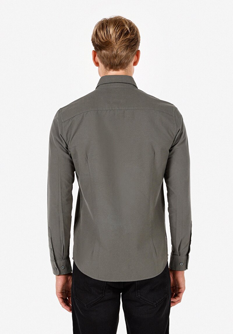 Imagine a Cămașă Slim Fit Cămașă Cu Mânecă Lungă Verde Pentru Bărbați
