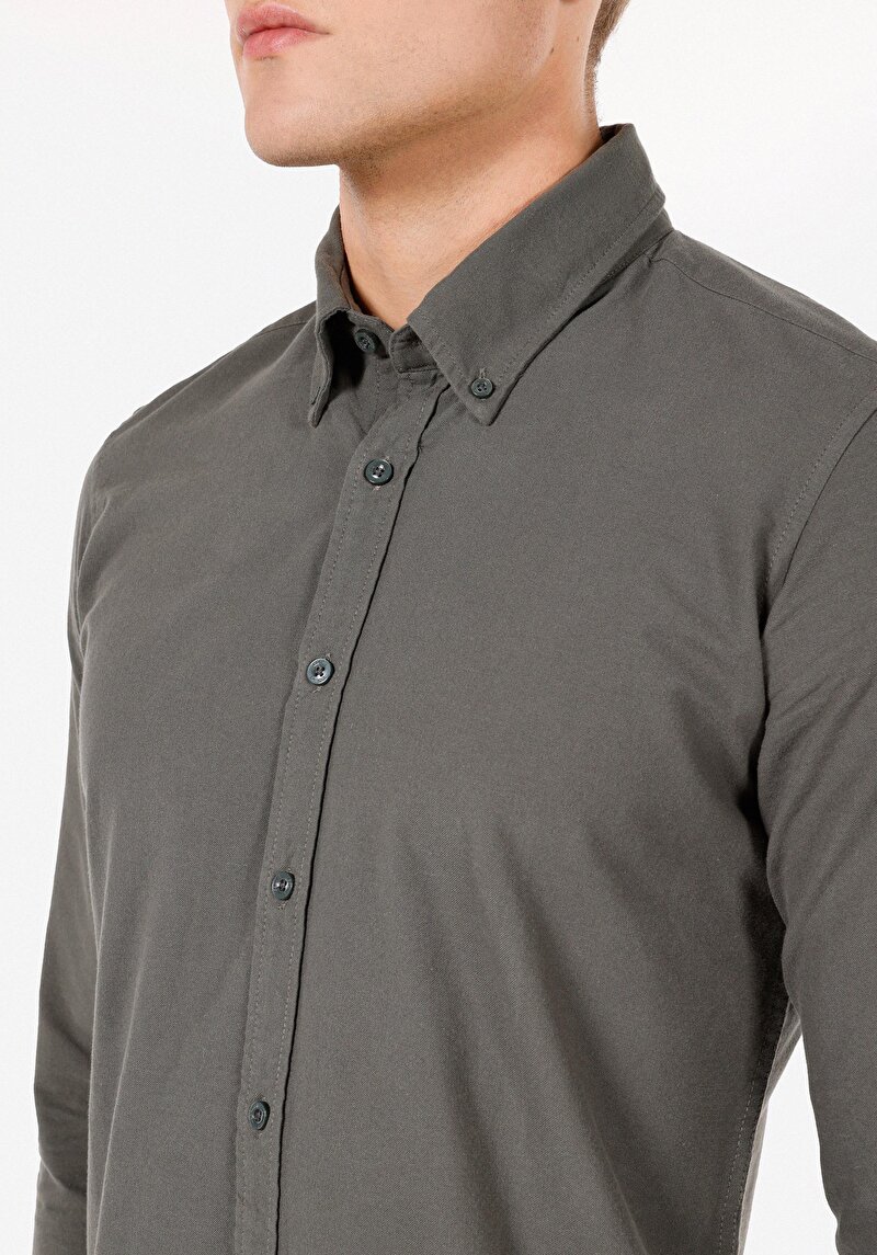 Imagine a Cămașă Slim Fit Cămașă Cu Mânecă Lungă Verde Pentru Bărbați