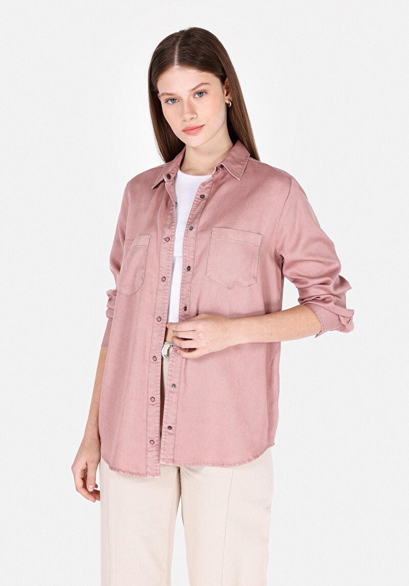 Imagine a Camasa Cu Maneca Lunga De Dama Roz Regular Fit Cl1072493