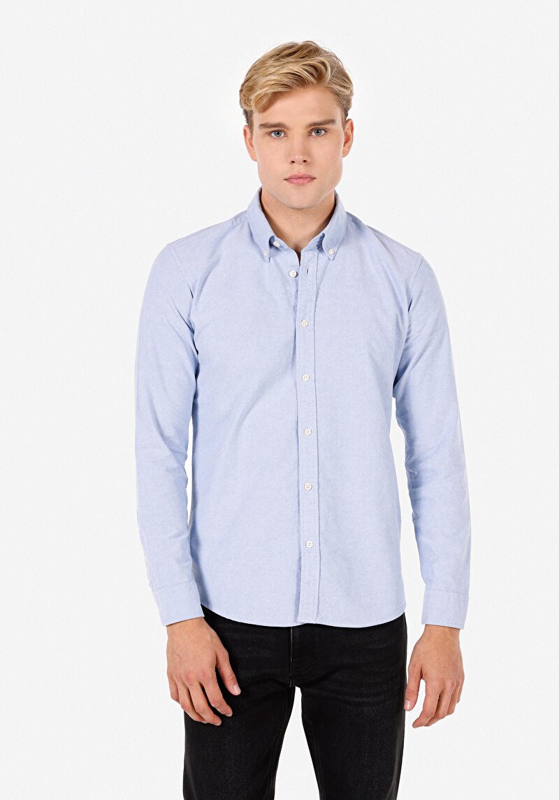 Imagine a Camasa Cu Maneca Lunga De Barbati Albastru Slim Fit  Cl1071394