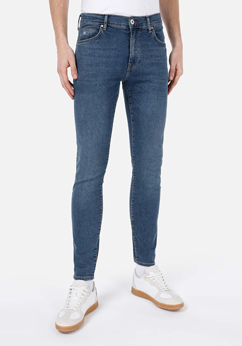 Afișați detalii pentru Skinny Fit Talie Joasă Picior Îngust Blugi Din Denim Pentru Bărbați