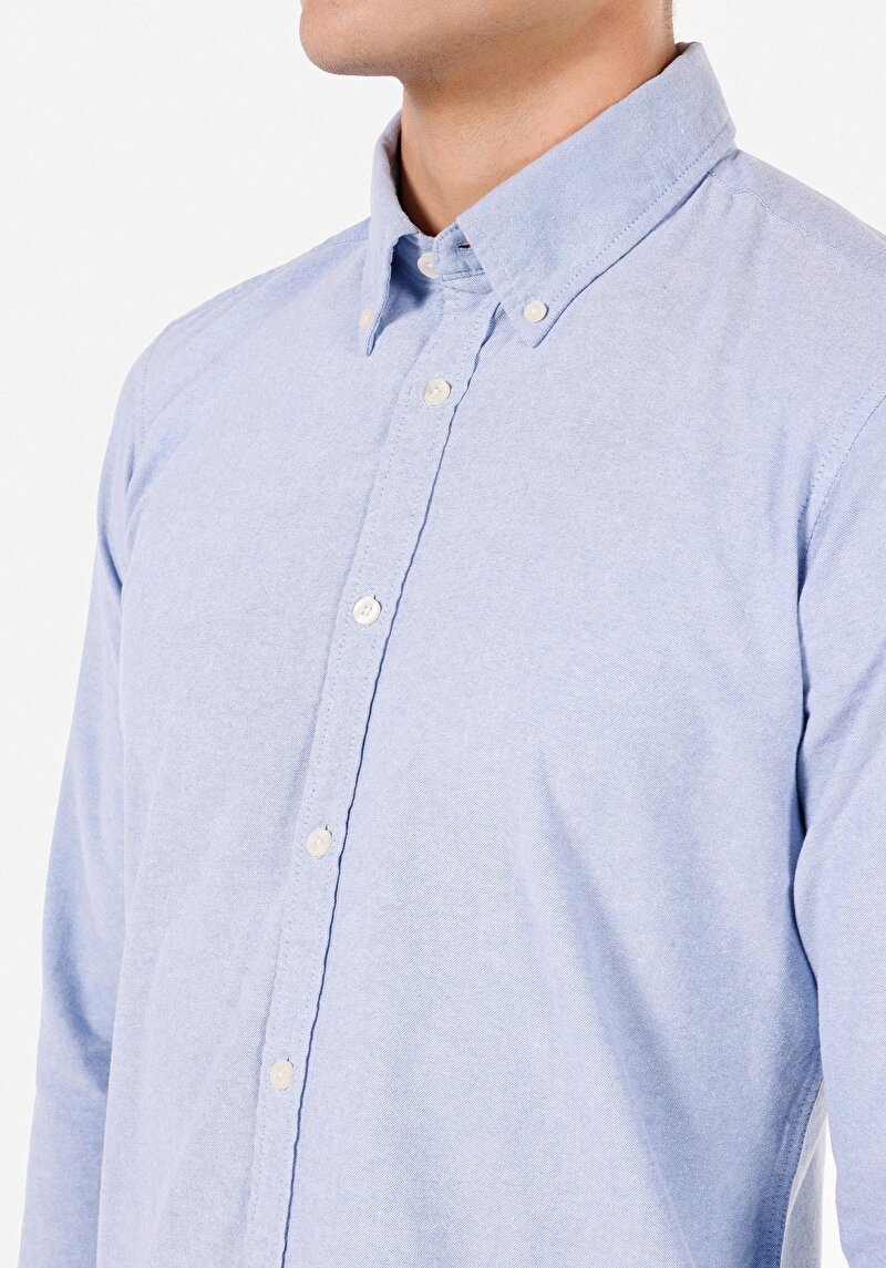 Imagine a Camasa Cu Maneca Lunga De Barbati Albastru Slim Fit Cl1071394