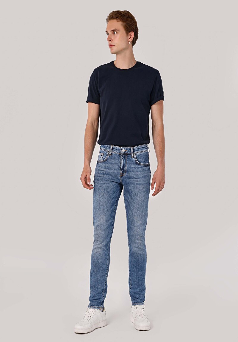 Imagine a Pantaloni De Barbati Albastru Slim Fit 041 Danny Cl1065229