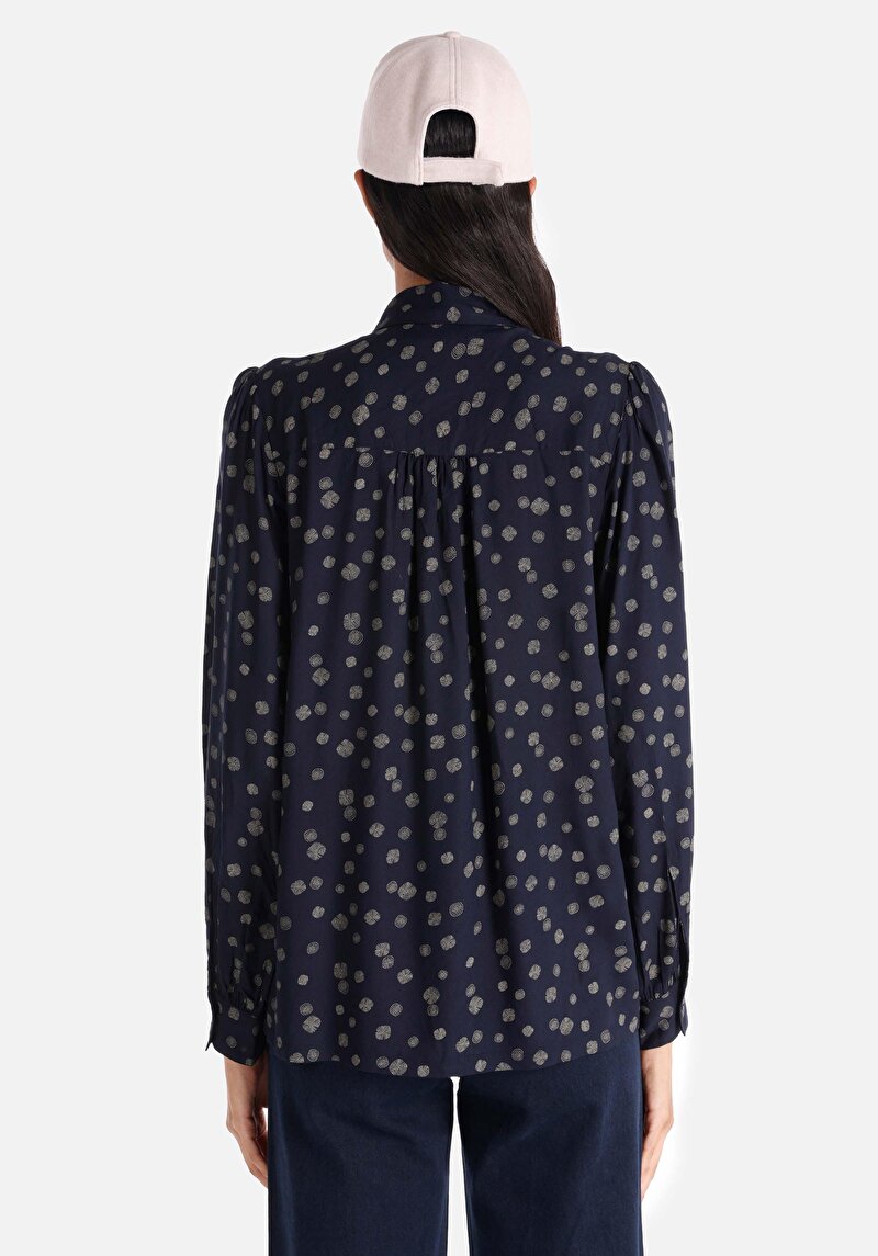 Imagine a Cămașă Slim Fit Imprimat Cămașă Cu Mânecă Lungă Bleumarin Pentru Femei