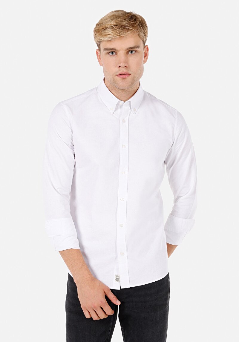 Imagine a Camasa Cu Maneca Lunga De Barbati Alb Slim Fit  Cl1071394