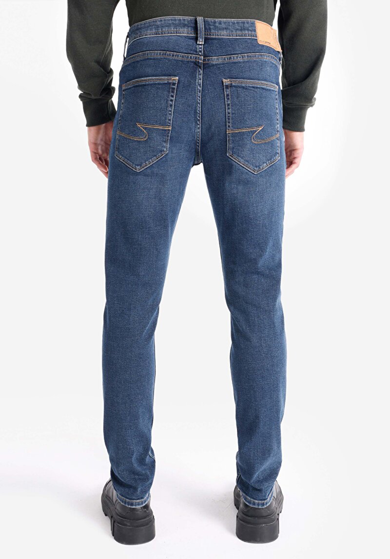 Imagine a Blugi Bleumarin Pentru Bărbați Cu Talie Joasă