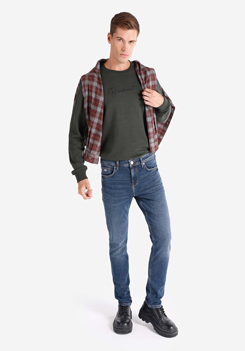 Afișați detalii pentru Blugi Bleumarin Pentru Bărbați Cu Talie Joasă